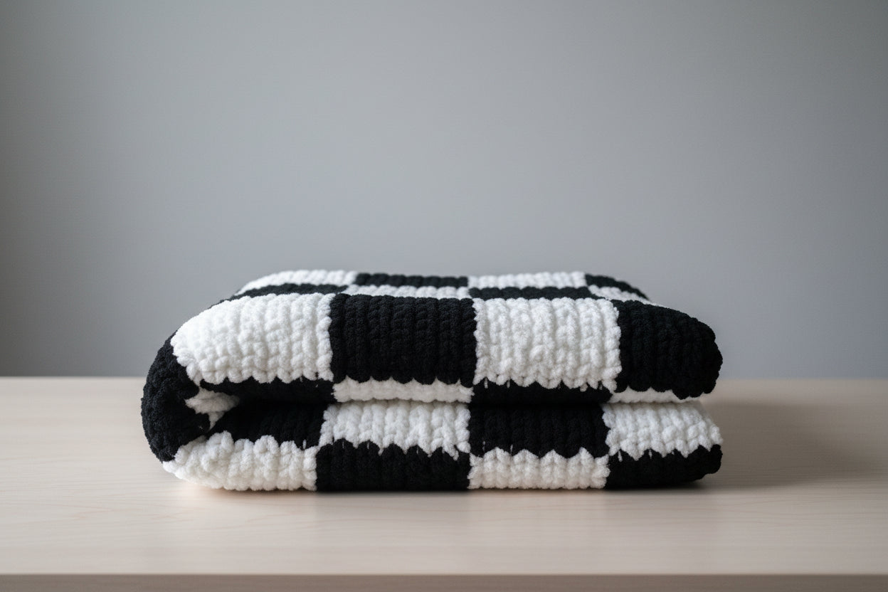 Checkered Chunky Knit Blanket